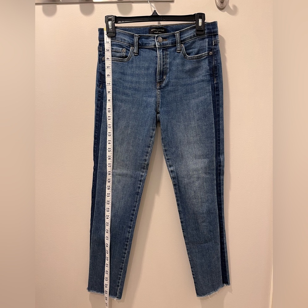 Banana Republic Factory Jeans Womens 2 Straight Ankle Side Stripe Denim